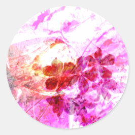 Pink Grunge Autumnal Blume Runder Aufkleber