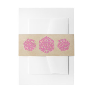 Pink Grunge D20 Dice Gamer Bly Bands Einladungsbanderole