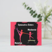 Pink Grunge Gymnastics Sisters Name Art Postcard Postkarte (Stehend Vorderseite)