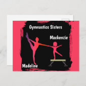 Pink Grunge Gymnastics Sisters Name Art Postcard Postkarte (Vorne/Hinten)