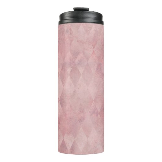 Pink Grunge Harlequin Pattern Thermosbecher (Vorderseite)
