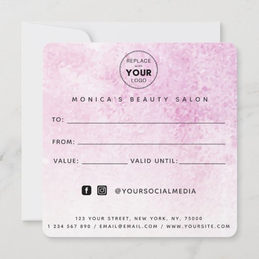 Pink Grunge Moderner Trendy Beauty Salon Makeup Ha (Rückseite)