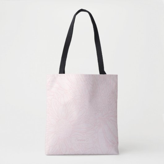 Pink Grunge with Name and Chrysanthemums Tasche (Vorderseite)