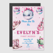 Pink Guitar Cowboy Party Cactus Birthday Magneteinladung (Vorne/Hinten)