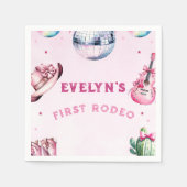 Pink Guitar Cowboy Party Cactus Birthday Serviette (Vorderseite)