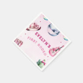 Pink Guitar Cowboy Party Cactus Birthday Serviette (Ecke)