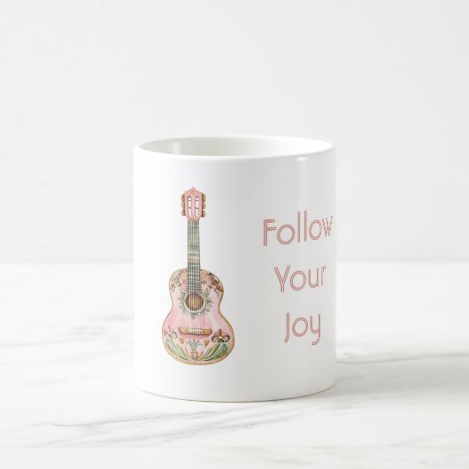 Pink Guitar Follow Your Joy Kaffeetasse (Mittel)