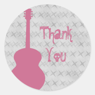 Pink Guitar Grunge Danke Stickers