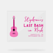 Pink Guitar Last Bash in Nash Bachelorette Acrylschild (Vorderseite)
