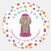 Pink Gumball Machine Bonbons Kaugummi Danke Runder Aufkleber (Vorderseite)