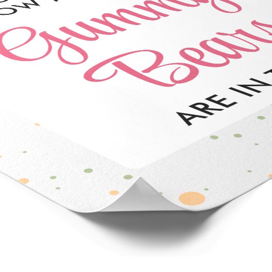 Pink Gummy Bear Guessing Game Girl Baby Dusche Poster (Ecke)