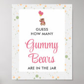 Pink Gummy Bear Guessing Game Girl Baby Dusche Poster (Vorne)