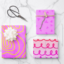 Pink-Gürteldoodle-Muster Geschenkpapier Set