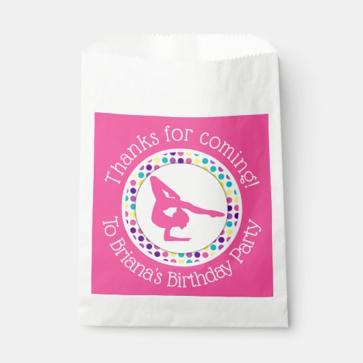 Pink Gymnastics Gastgeschenke für eine Girl-Gefall Geschenktütchen (Vorderseite)