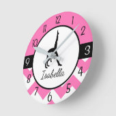 Pink Gymnastik Wall Clock Runde Wanduhr (Winkel)