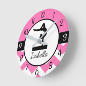 Pink Gymnastik Wall Clock Runde Wanduhr (Winkel)