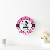 Pink Gymnastik Wall Clock Runde Wanduhr (Zuhause)