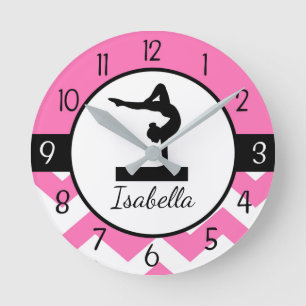 Pink Gymnastik Wall Clock Runde Wanduhr