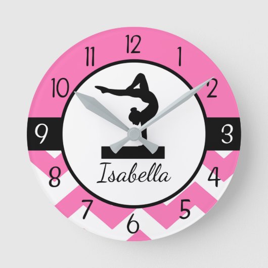 Pink Gymnastik Wall Clock Runde Wanduhr (Vorderseite)