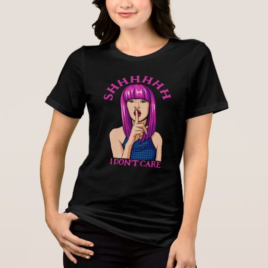 Pink-haarige Popart-Mädchen kümmern sich nicht Tri-Blend Shirt (Vorderseite)
