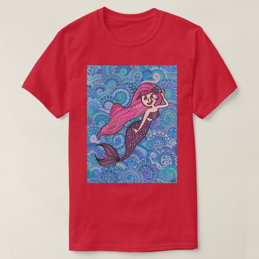 Pink-Hahaar-Zentangle T-Shirt (Design vorne)