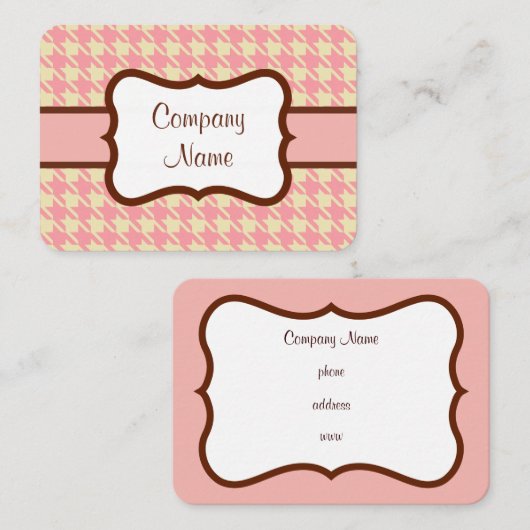Pink Hahnentrittmuster Business Card Visitenkarte (Vorne/Hinten)