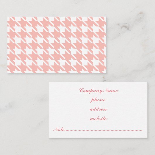 Pink Hahnentrittmuster Business Card Visitenkarte (Vorne/Hinten)