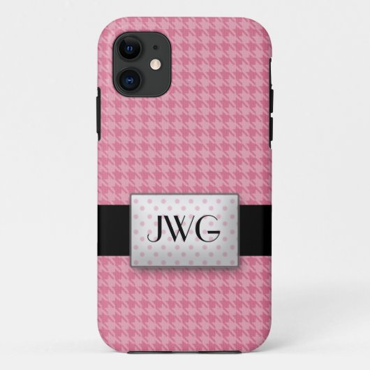 Pink Hahnentrittmuster Monogram iPhone 5 Fall Case-Mate iPhone Hülle (Rückseite)