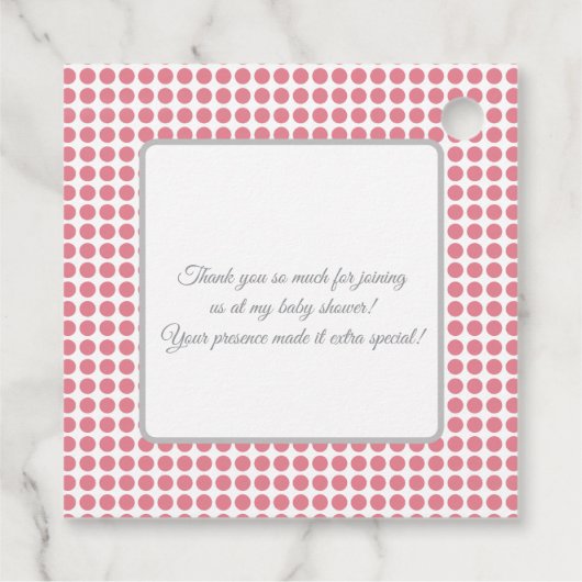 Pink Hair Bow Niedlich Elefant Danke Baby Dusche Geschenkanhänger (Rückseite)