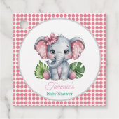 Pink Hair Bow Niedlich Elefant Danke Baby Dusche Geschenkanhänger (Vorderseite)
