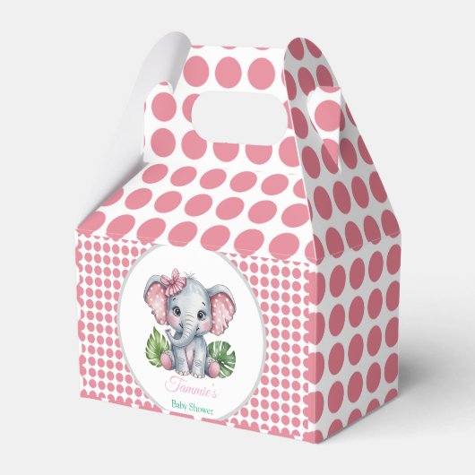 Pink Hair Bow Niedlich Elephant Baby Dusche Geschenkschachtel (Vorderseite)