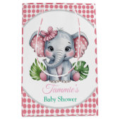 Pink Hair Bow Niedlich Elephant Baby Dusche Mittlere Geschenktüte (Vorderseite)