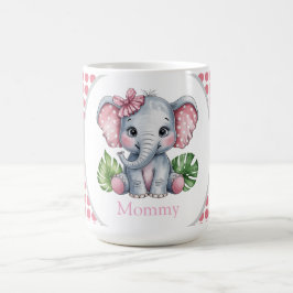 Pink Hair Bow Niedlich Elephant Baby Shower Mommy Kaffeetasse