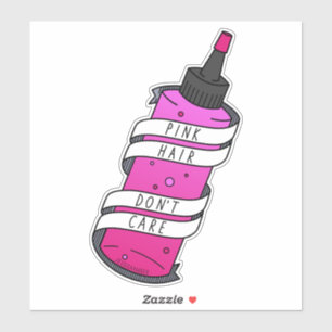 Pink Hair Flasche Teen Girl Funny Cartoon Aufkleber
