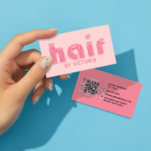 Pink Hair Glitzer Tropfen Typografie Stylist Salon Visitenkarte