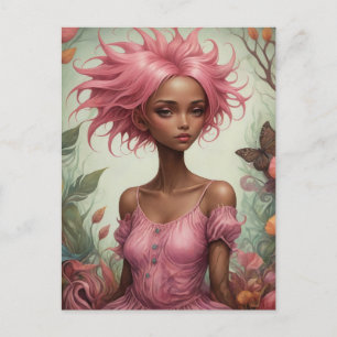 Pink Hair Goddess Postkarte