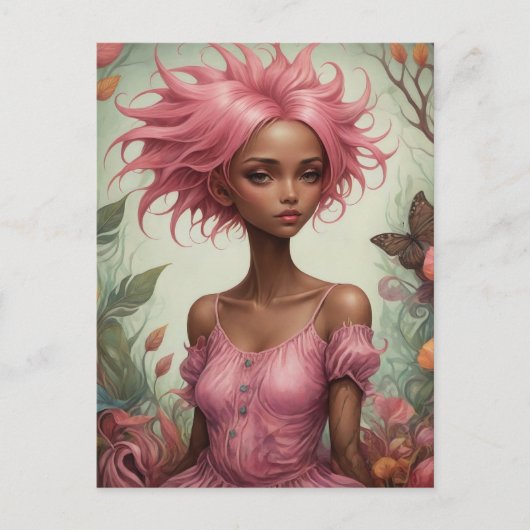 Pink Hair Goddess Postkarte (Vorderseite)