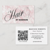 Pink Hair Stylist QR Code Visitenkarte (Vorne/Hinten)