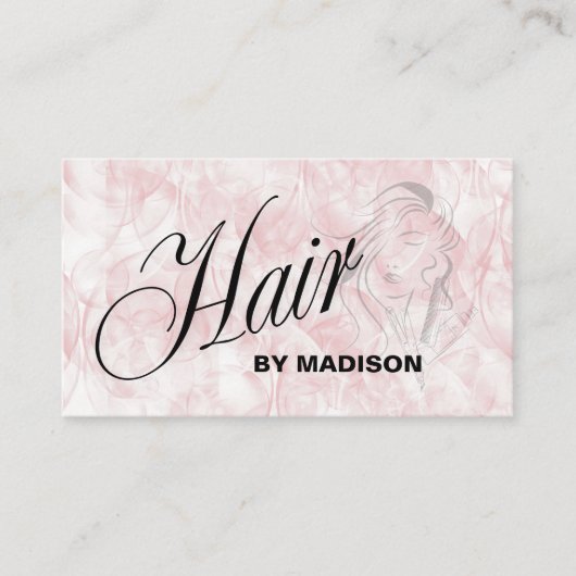 Pink Hair Stylist QR Code Visitenkarte (Vorderseite)
