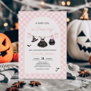 Pink Halloween Baby Braut Babydusche Einladung