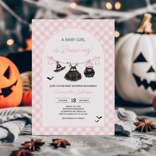 Pink Halloween Baby Braut Babydusche Einladung