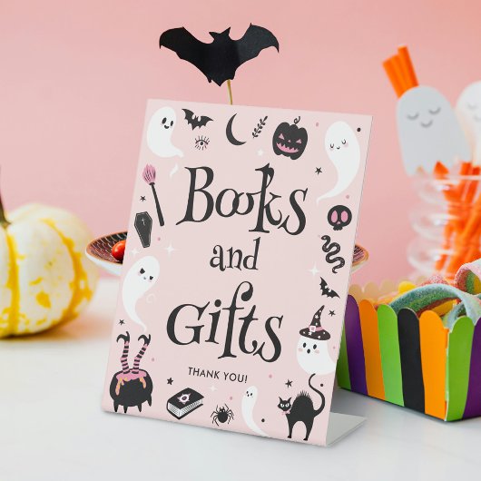 Pink Halloween Baby Duschbücher und Geschenke Sockelschild
