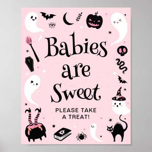 Pink Halloween Baby Dusche Babys sind süße Gefälli Poster (Vorne)