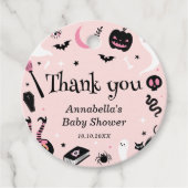 Pink Halloween Baby Dusche Danke Geschenkanhänger (Vorderseite)