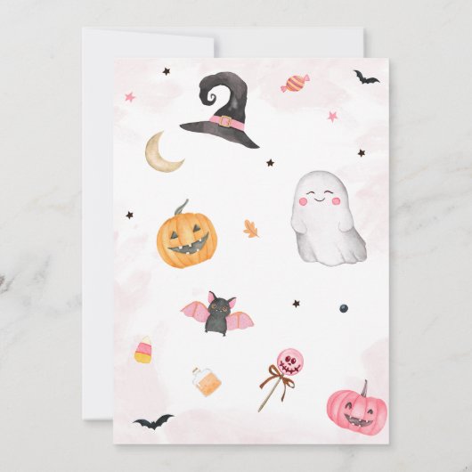 Pink Halloween Baby Dusche Einladung (Rückseite)