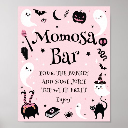 Pink Halloween Baby Dusche Momosa Bar Poster (Vorne)