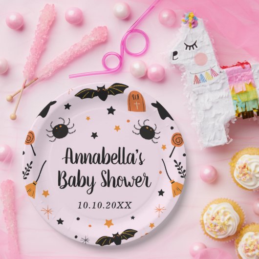 Pink Halloween Baby Dusche Pappteller (Party)