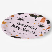 Pink Halloween Baby Dusche Pappteller (Schrägansicht)