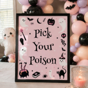 Pink Halloween Baby Dusche Pick Your Poison Poster
