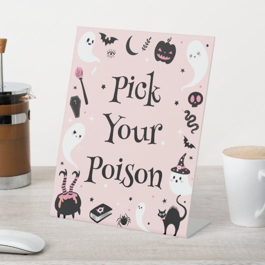 Pink Halloween Baby Dusche Pick Your Poison Sockelschild (In SItu)